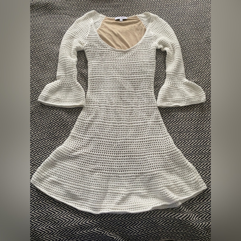 Intermix Mara Flared Open Knit Dress size XS/P white